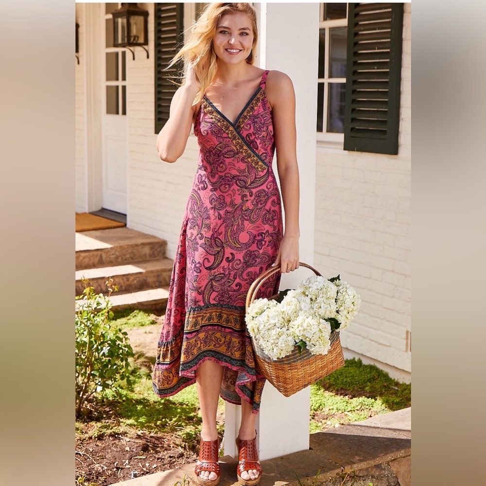 Maurices Pink and Blue Paisley Midi Dress